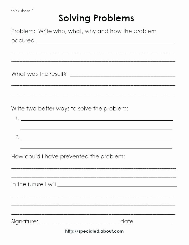 Self Discipline Worksheets Elegant social Problem solving Worksheets