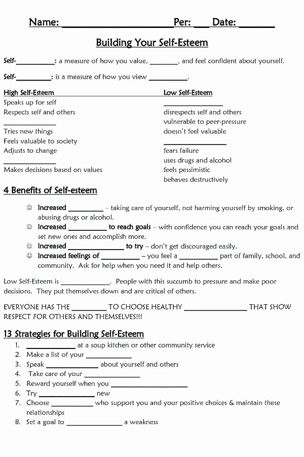 Self Esteem Activities Worksheets Confidence and Self Esteem Worksheets Things I Like About Me