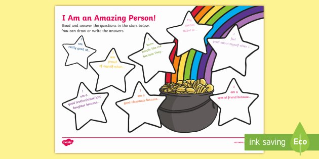 Self Esteem Activities Worksheets I Am An Amazing Person Worksheet Young People
