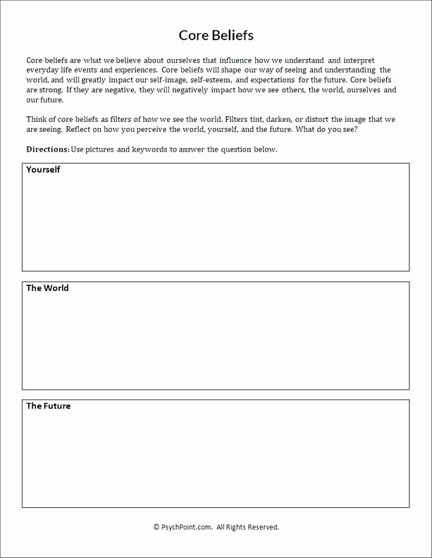 Self Esteem Worksheets for Teens Core Beliefs Worksheet Self Esteem Worksheets Free Mirror Image