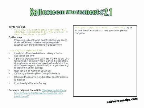 Self Esteem Worksheets for Youth Self Esteem Worksheets for Girls – Onlineoutlet