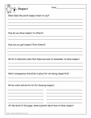 Self Respect Worksheets Respect Worksheet Learn Worksheets Bullying and Honesty