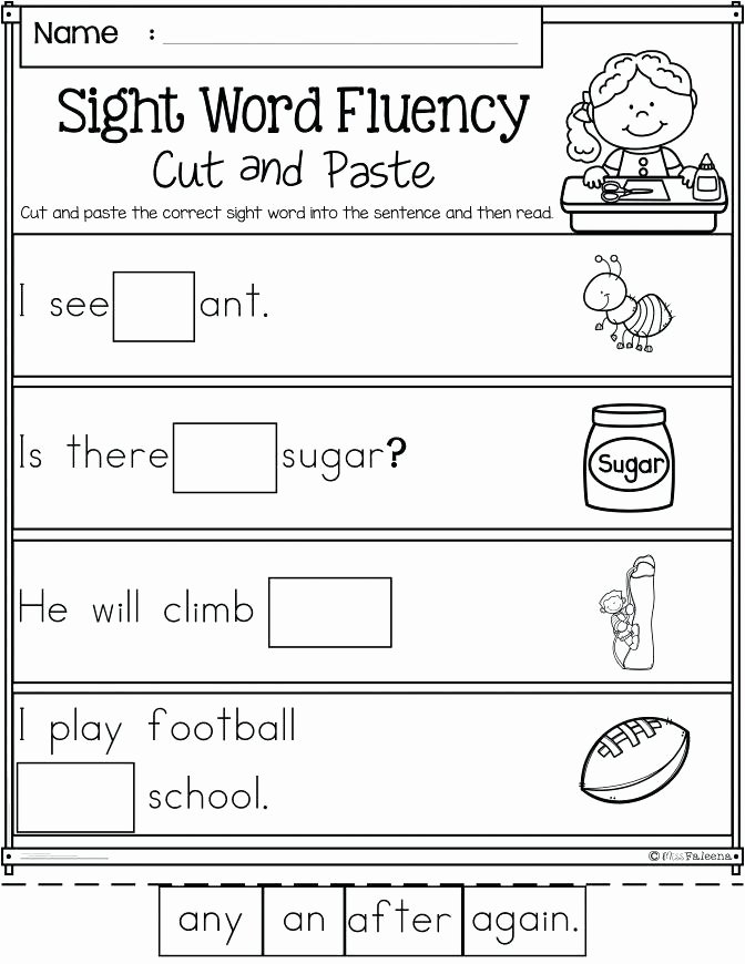 Sentence Fluency Worksheets Sight Word Fluency Worksheets