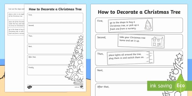 Sequence Pictures Worksheets Christmas How to Decorate A Christmas Tree Sequencing