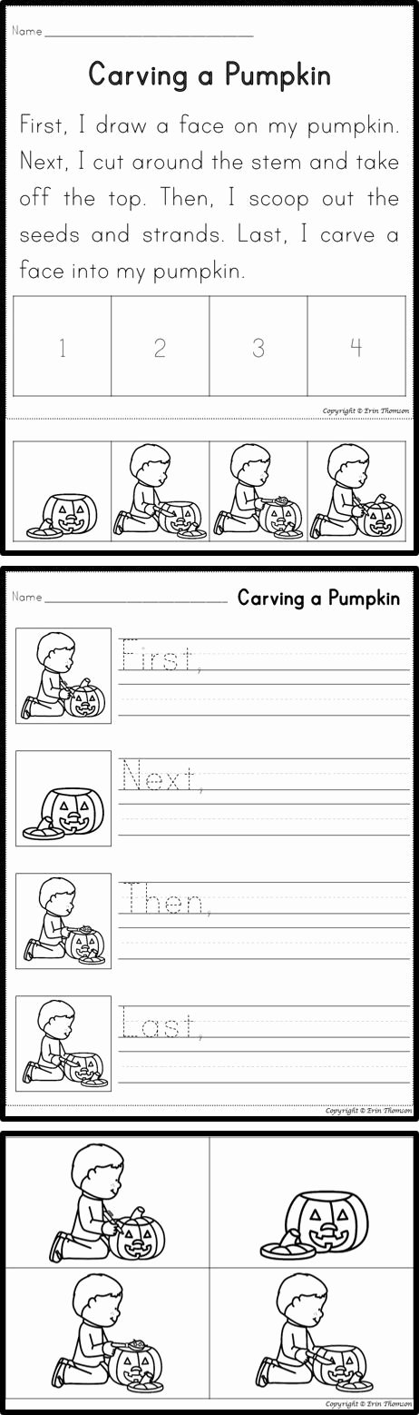 Sequence Pictures Worksheets Sequencing Story Carving A Pumpkin