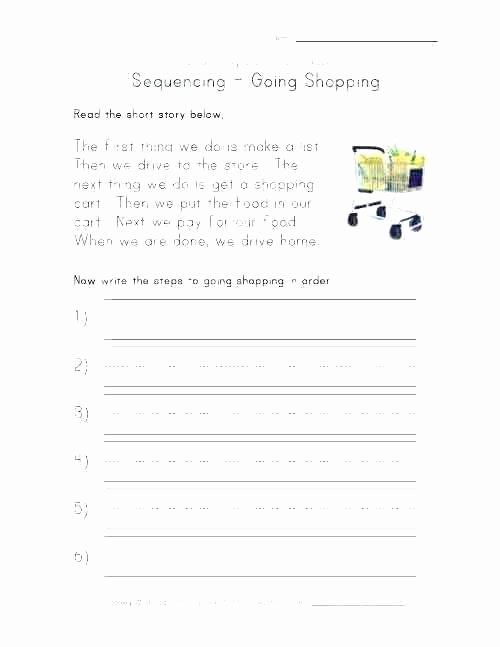 Sequence Story Worksheets Black Shopping Reading Prehension Worksheet Shopping List