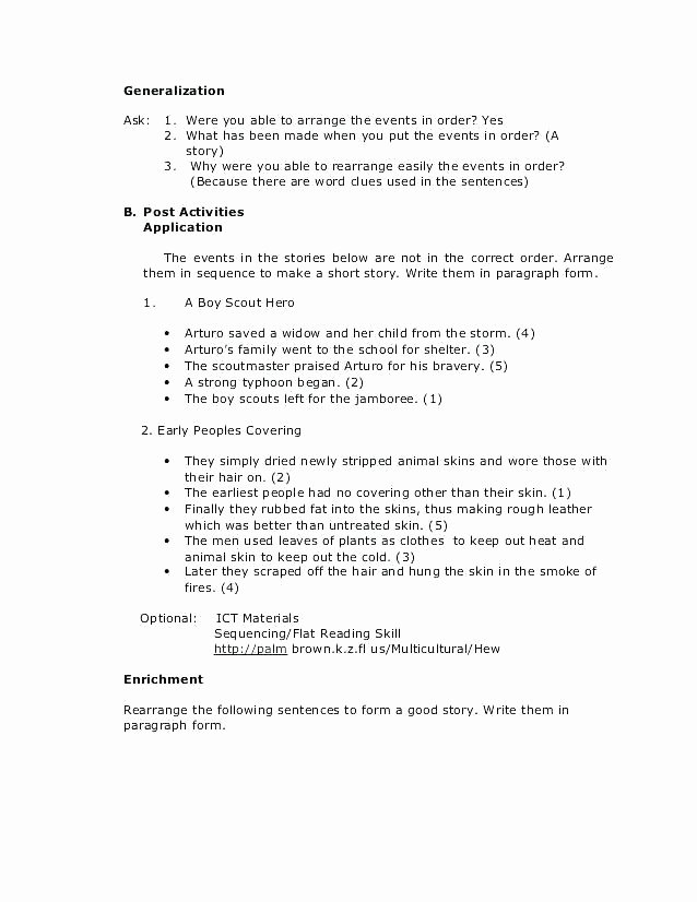 Sequencing events Worksheet 2nd Grade Enrichment Worksheets