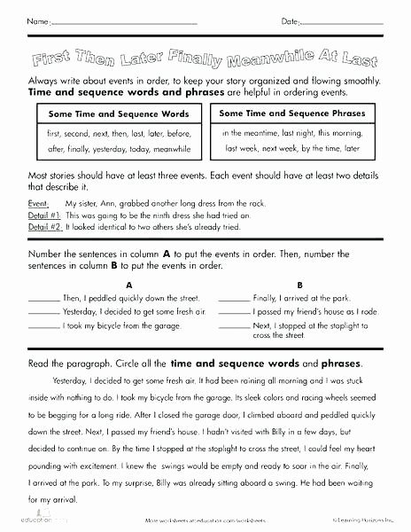 Sequencing events Worksheet Sequence events Worksheets Grade Planet for Fifth