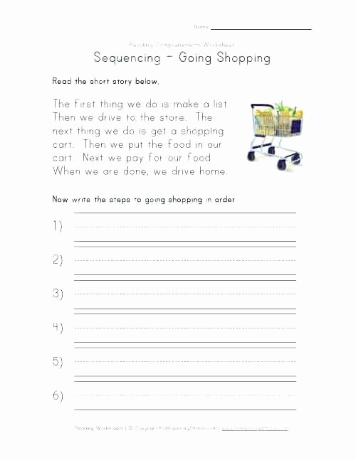 Sequencing Worksheet Kindergarten Read and Sequence Shopping Story Reading Prehension