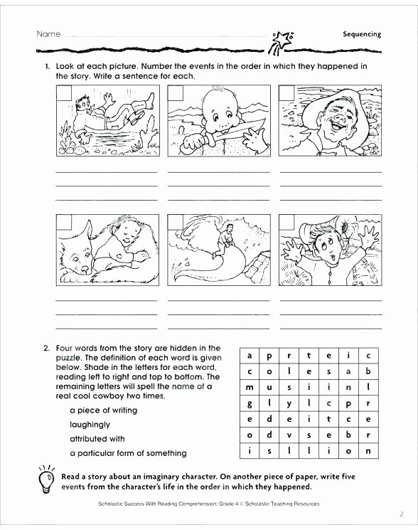 Sequencing Worksheets for 2nd Grade Creative Writing Worksheets the Invisibility Potion 2nd