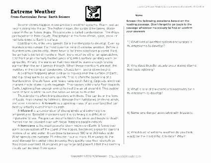 Severe Weather Worksheets Fourth Grade Worksheet 4th Grade Printable Science