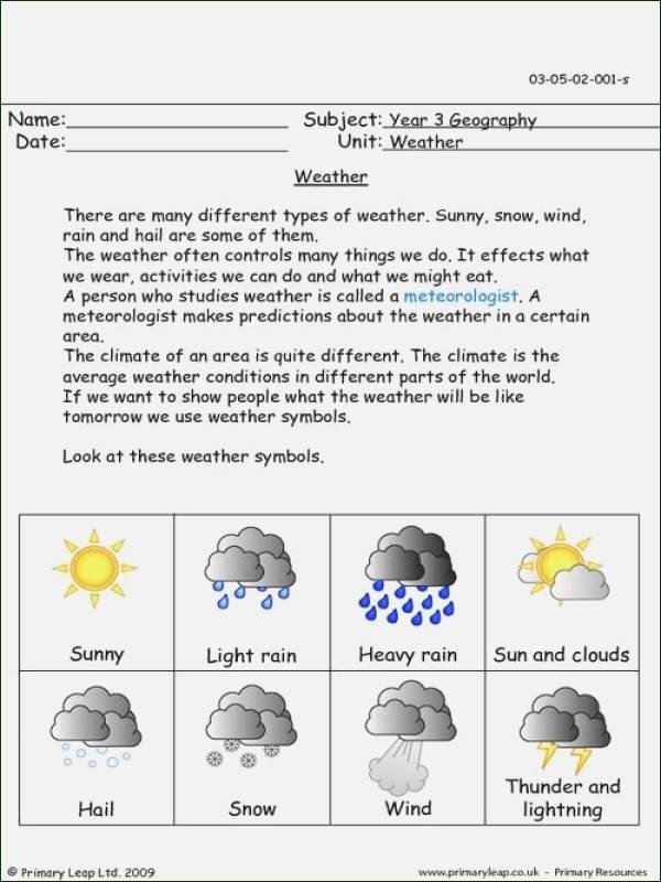 Severe Weather Worksheets Weather Worksheets