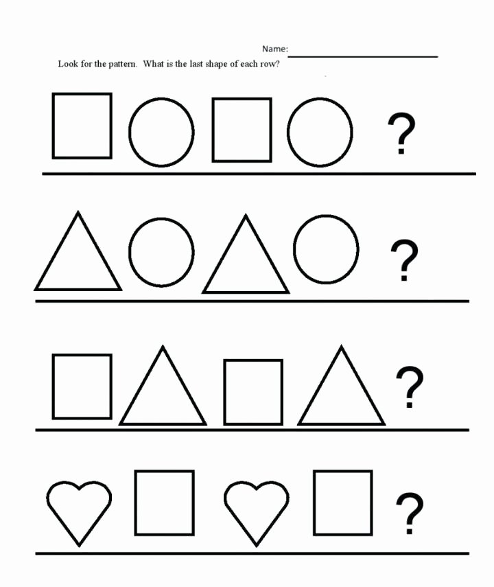 Shapes Worksheet for Kindergarten Patterns for Preschoolers Worksheets Easy Preschool Patterns