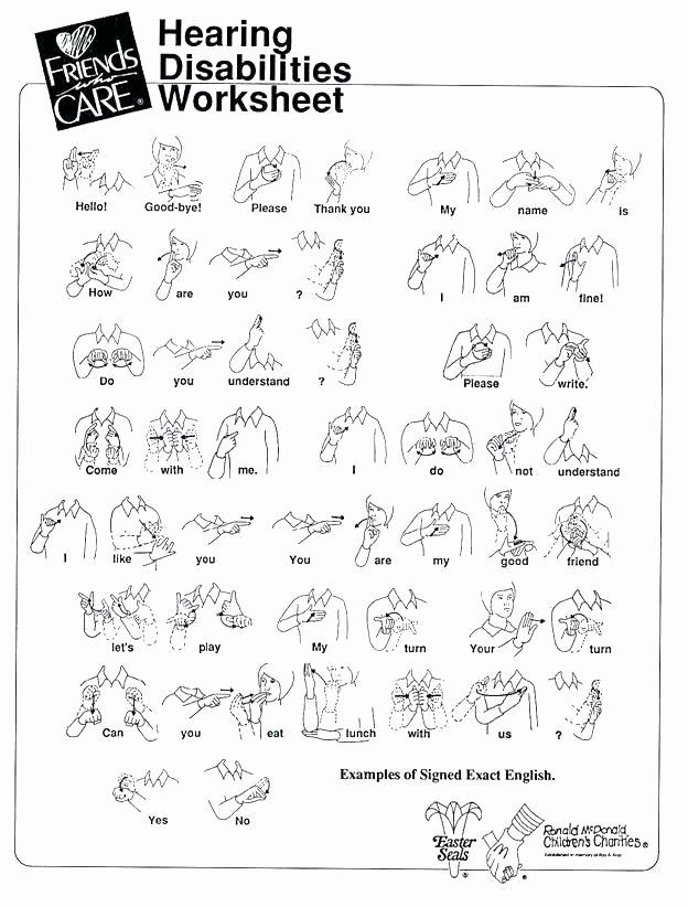 Sign Language Printable Worksheets Free Sign Language Worksheets