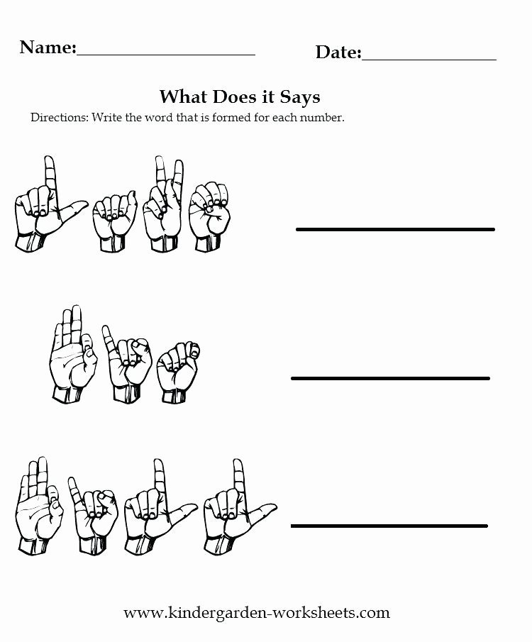 Sign Language Worksheets for Beginners Preschool Language Worksheets