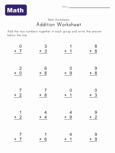 Simple Addition Worksheets for Kindergarten Simple Addition Worksheet 2