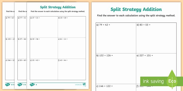 Simple Addition Worksheets with Pictures Differentiated Split Strategy Addition Worksheet