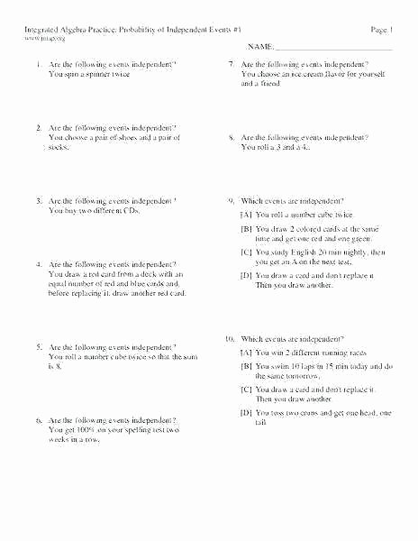 Simple and Compound Probability Worksheet Probability Of Simple events Worksheets