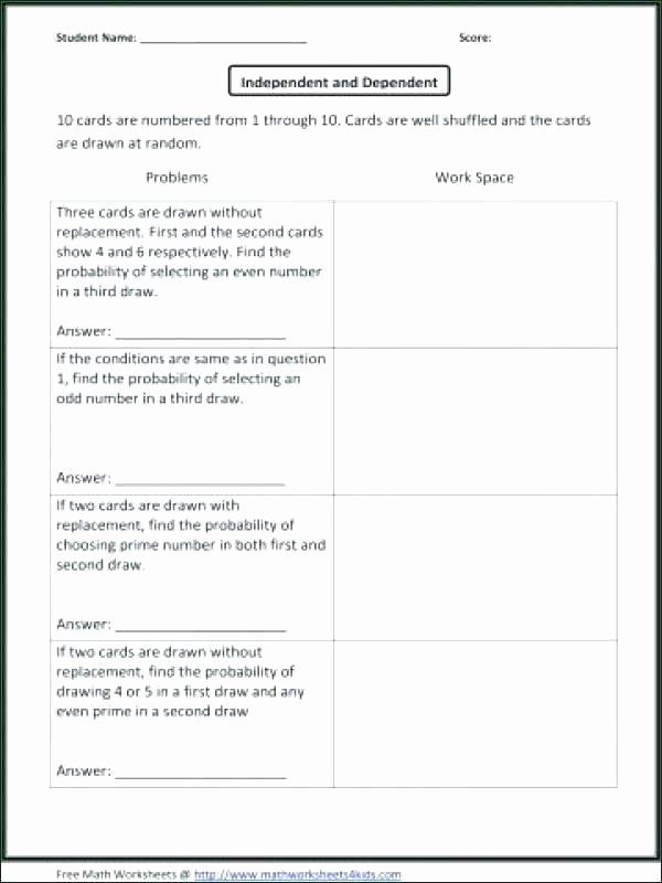 Simple and Compound Probability Worksheet Probability Worksheets for Kids Grade 4th Math Free