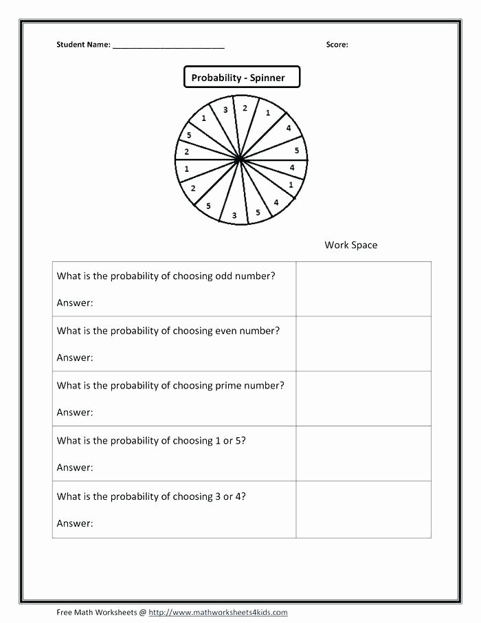 Simple and Compound Probability Worksheet Third Grade Probability Worksheets