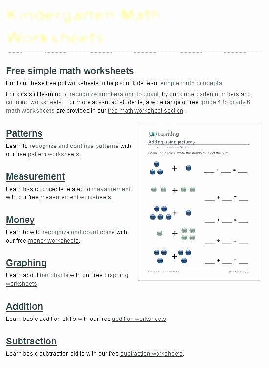 Simple Subtraction Worksheets for Kindergarten Beginning Subtraction Worksheets Worksheet Simple Free