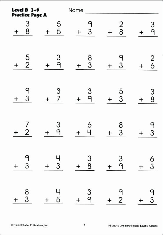 Single Digit Subtraction Drills Math Addition Worksheets 2nd Grade