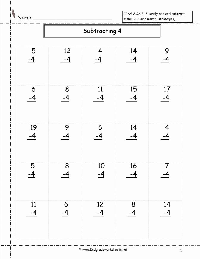 Single Digit Subtraction Drills Subtracting Tens Subtraction First Grade Worksheets Math