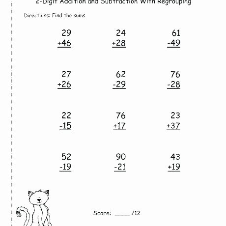 Single Digit Subtraction Worksheets Pdf Beautiful 2 Digit Addition without Regrouping Worksheets