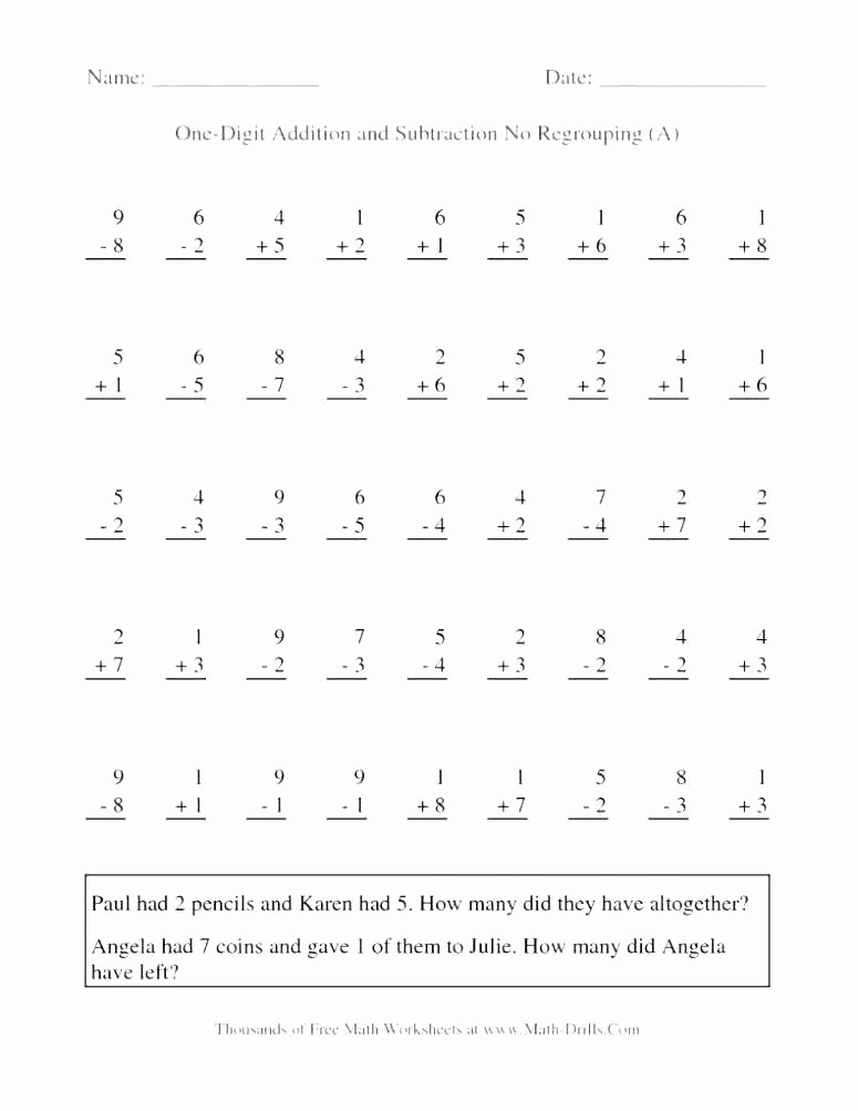 Single Digit Subtraction Worksheets Pdf Luxury Addition and Subtraction with Regrouping Worksheets Double