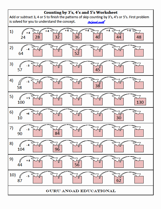 Skip Counting Worksheets 3rd Grade Guru Angad Educational Math Worksheets