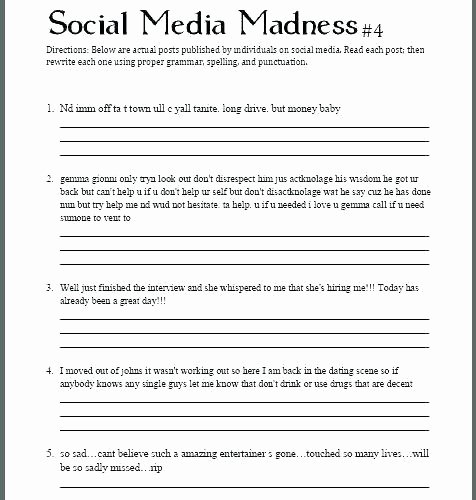 Social Media Madness Worksheet Fun Grammar Worksheets for Middle School – Onlineoutlet
