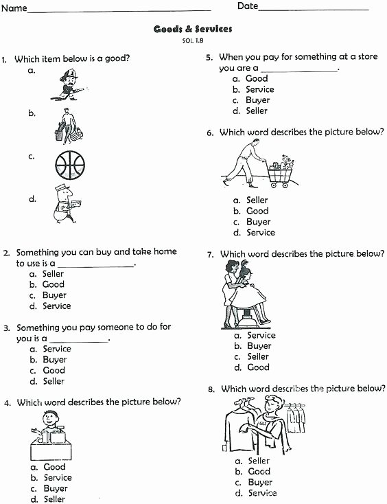 Social Studies Worksheets 2nd Grade Sixth Grade social Stu S Worksheets Goods and Services