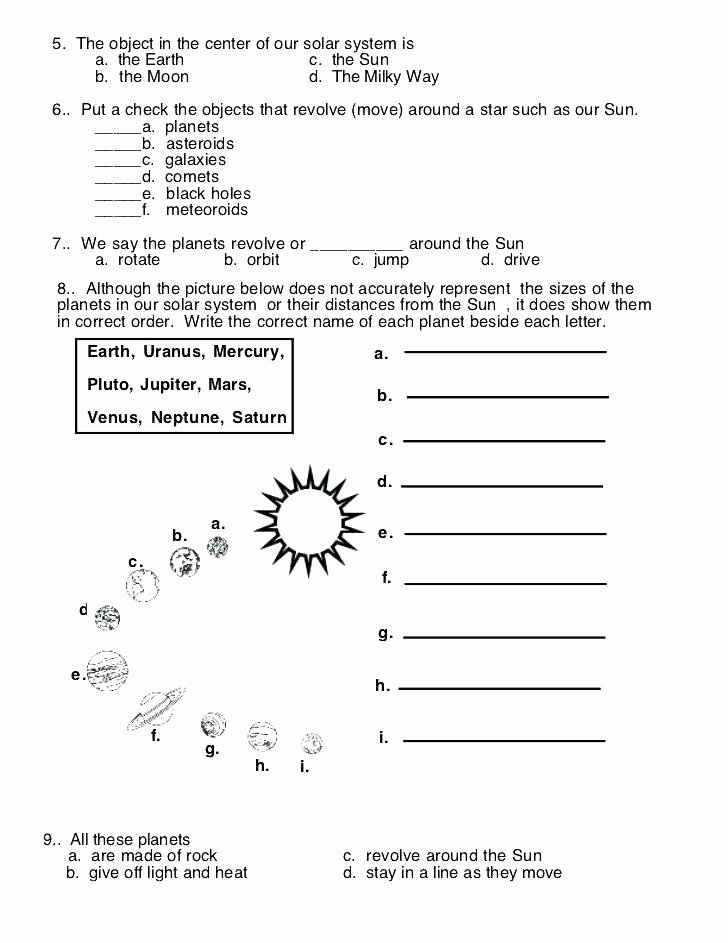 Solar System Worksheets 5th Grade Lovely solar System Worksheets 5th Grade 5 Pdf Match Up Worksheet