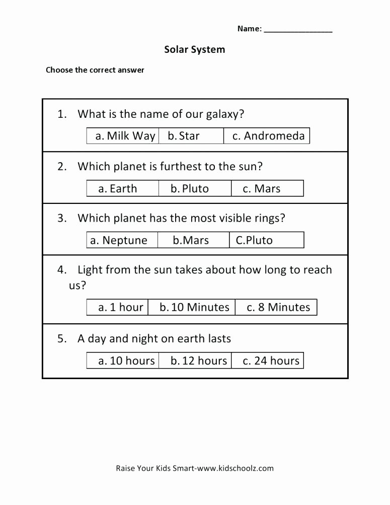 Solar System Worksheets 5th Grade Unique solar System Science Worksheets Grade Pdf 3