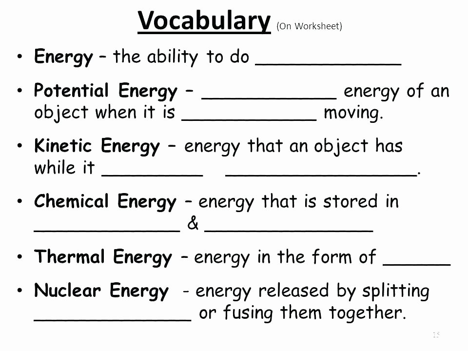 Sound Energy Worksheets 4th Grade forms Energy Worksheets for Kids Science 2nd Grade