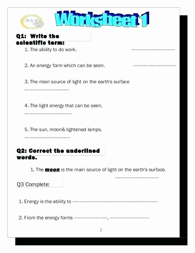 Sound Energy Worksheets 4th Grade Moon Worksheets for First Grade