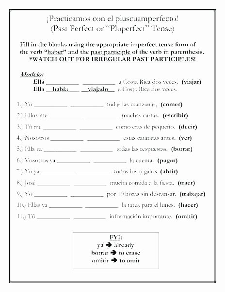 Spanish Conjugation Practice Worksheets Past Tense Present Test Practice Classroom Secrets