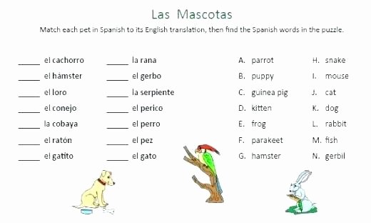 Spanish Contractions Worksheet Printable Worksheets for Kids Animals Grade Second 2nd Math