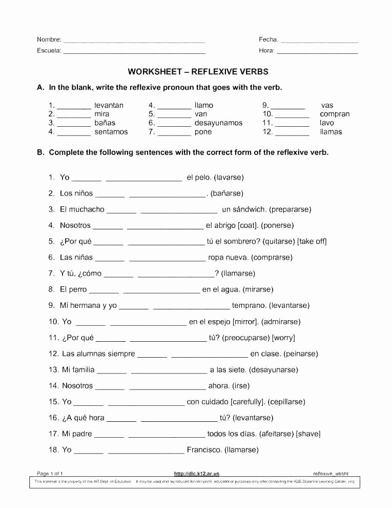Spanish Phonics Worksheets Elegant Basic Worksheets Spanish Printable High School Free Verbs In