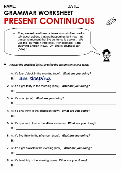 Spanish Present Progressive Practice Worksheet Inspirational Present Continuous All Things Grammar