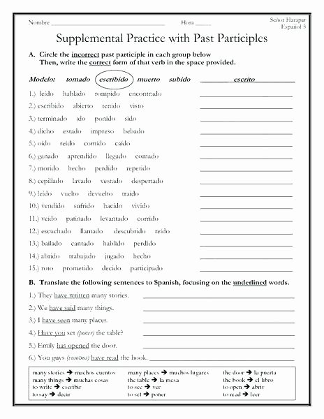 Spanish Present Progressive Worksheets Spanish Worksheets for High Schoolers