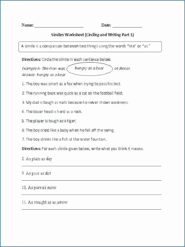 Spring Comprehension Worksheets Free Figurative Language Worksheets 3rd Grade
