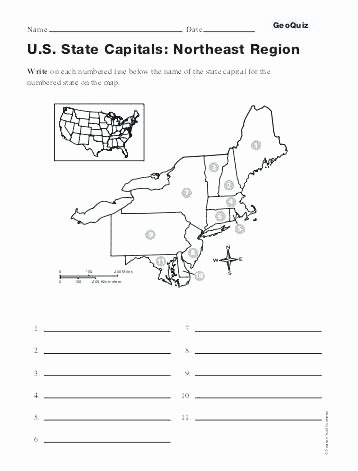 State Capitals Printable Quiz Printable Map Of northeast States – Onlinelifestyle