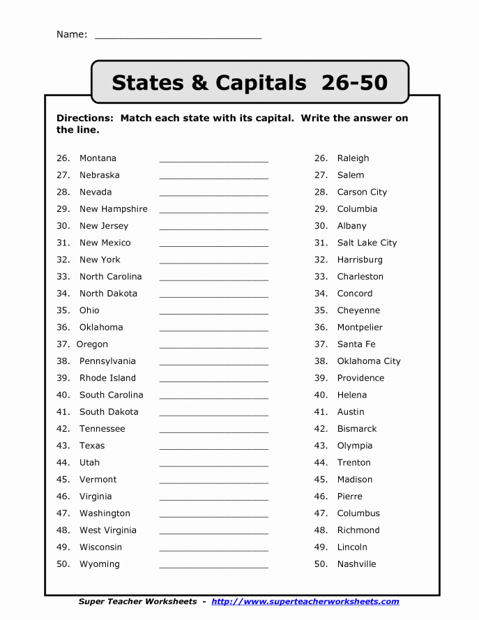 State Capitals Printable Quiz Us Map Usa Map States Capitals State and Cities United the