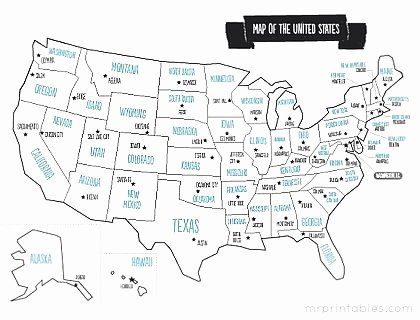 State Capitals Quiz Printable Map Quiz States and Capitals Usa State Capitals Map