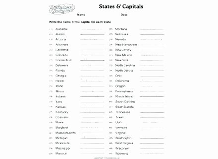 State Capitals Quiz Printable State Capitals Worksheets 4th Grade