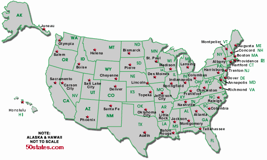 State Capitals Quiz Printable United States and Capitals Map