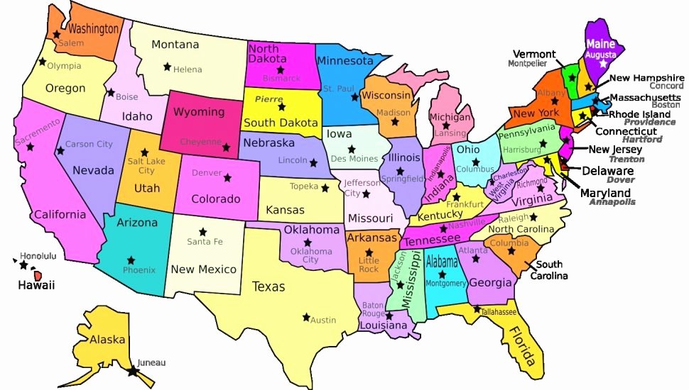 State Quiz Printable Printable Printable Map State and Capitals Labeled Usa