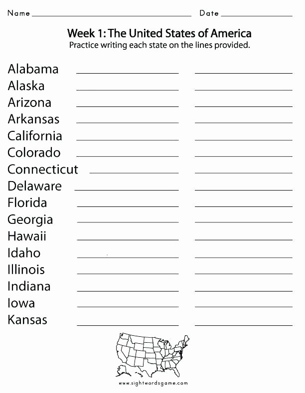 States and Capitals Quiz Worksheet Learning States and Capitals Worksheets