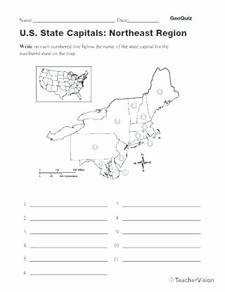 States and Capitals Quiz Worksheet Printable Fill In the Blank Worksheets